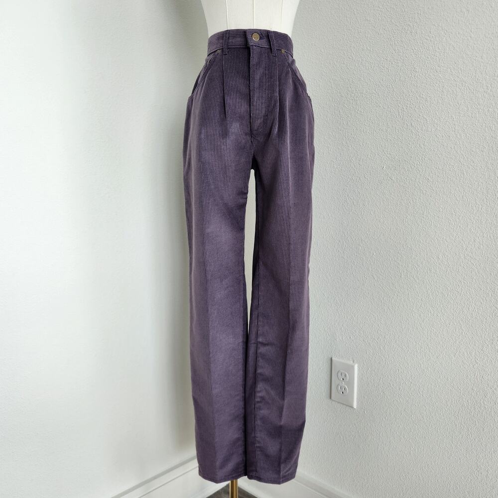 Vintage 80s Lee Purple Corduroy High Waisted Pleated Tapered Trousers USA Made 0